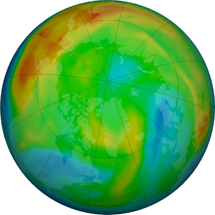 Arctic ozone map for 25 December 2024